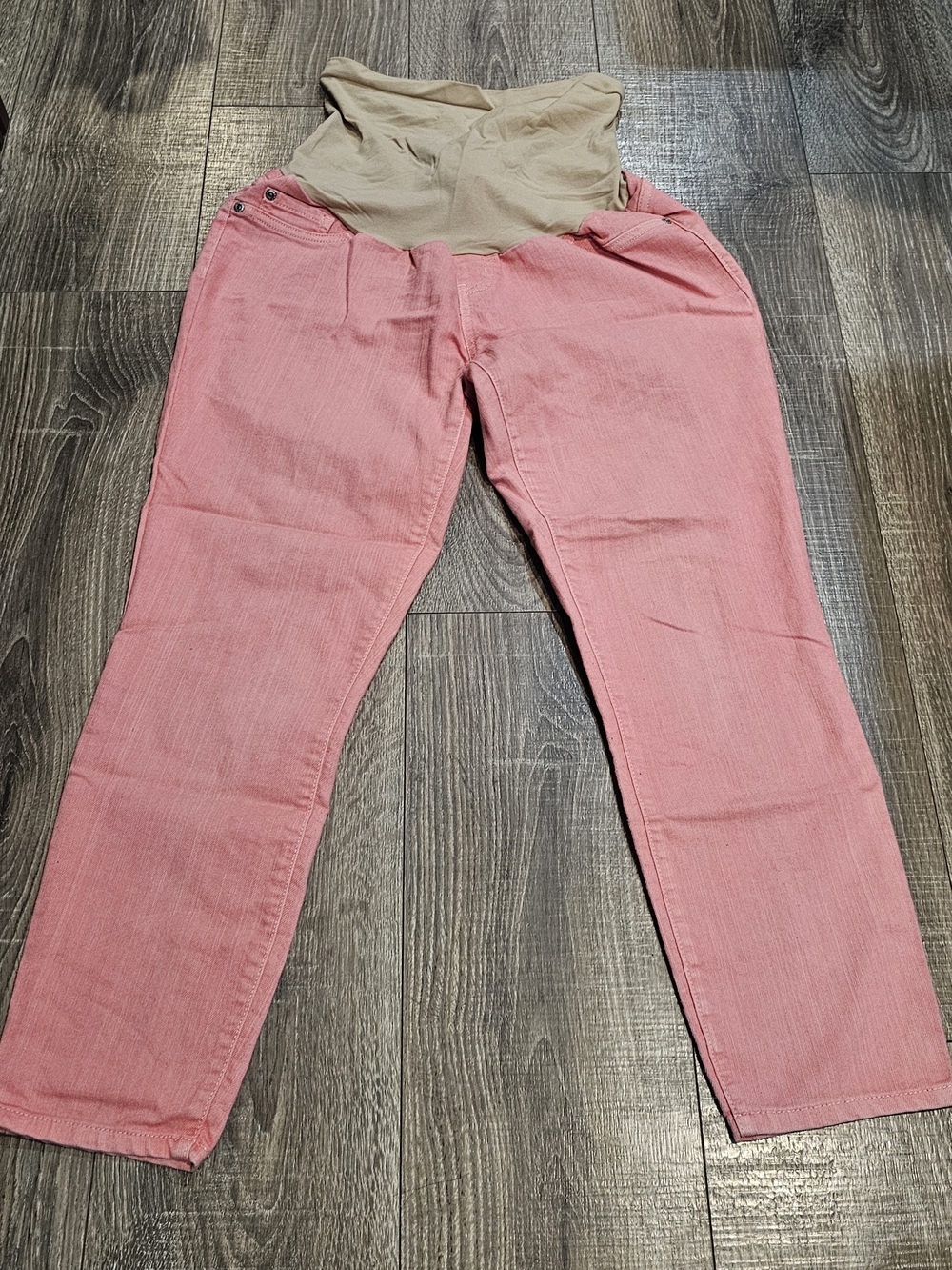 Motherhood Pink Straight Leg Maternity Jeans with Beige Belly Support